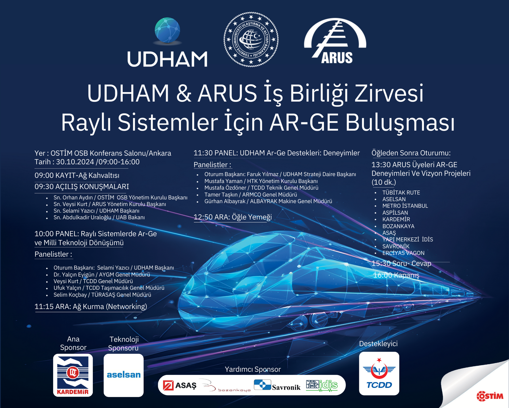 UDHAM & ARUS İş Birliği Zirvesi : “Raylı Sistemler İçin AR-GE Buluşması